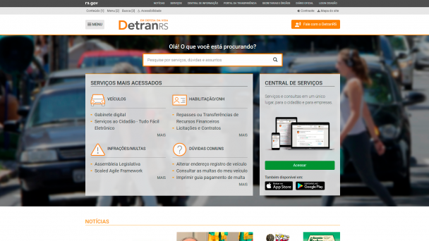 Capa do site do Detran RS